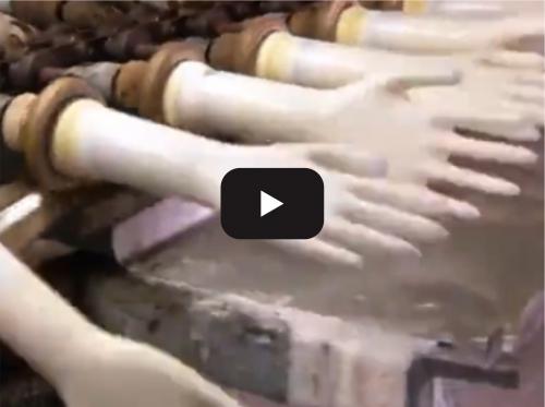 Disposable rubber glove production line